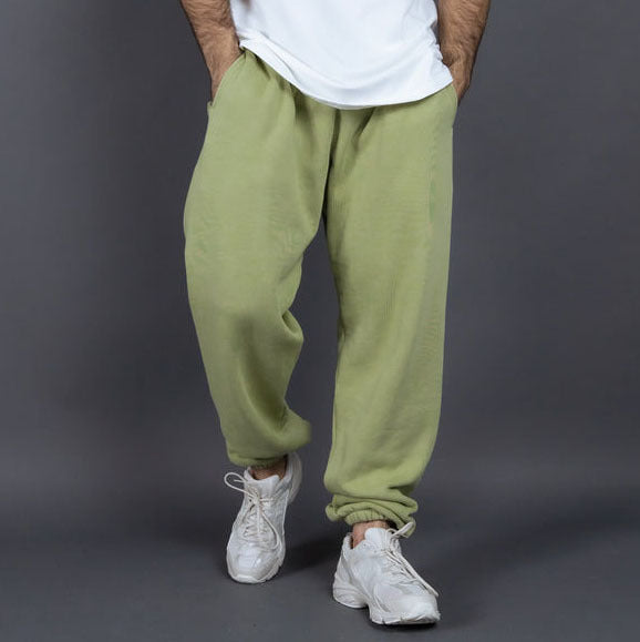 Men’s Sweatpants – Relaxed Fit – Elastic Waistband – Cotton – Side Pockets – Full Length Apple Green