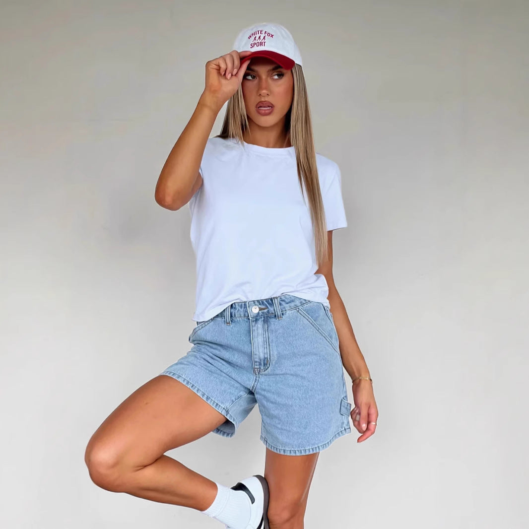 Women's Denim Shorts Relaxed Fit Mid-Rise - SummerEase