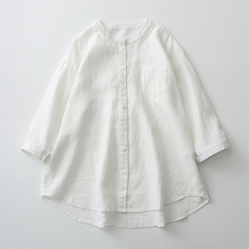Women's Oversized Button-Down Shirt Natural Fibers - CasualEase White