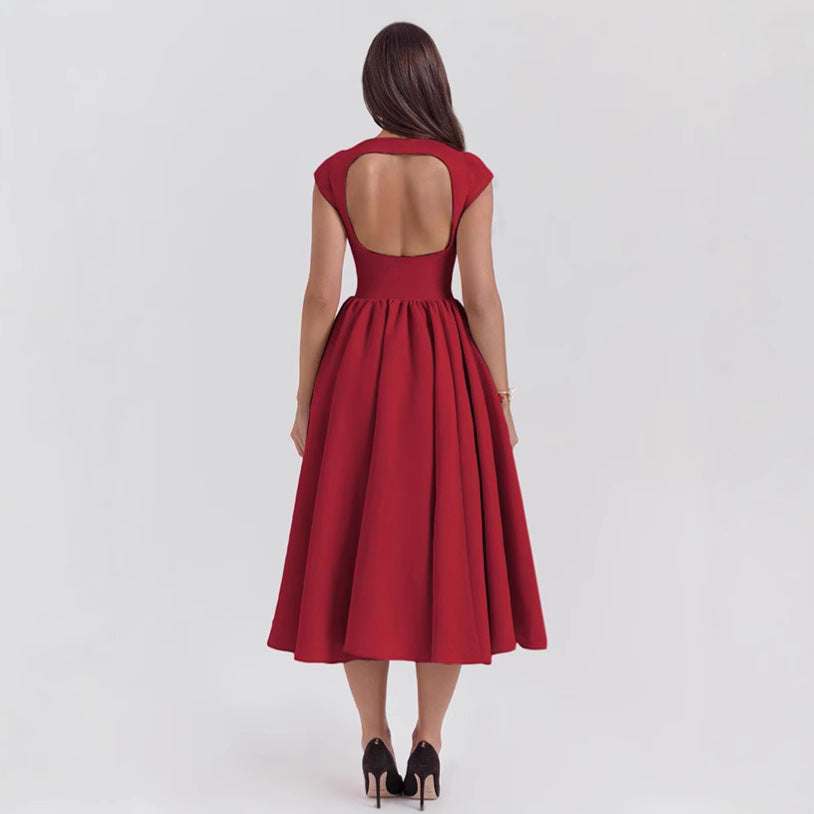 Elegant Satin Midi Dress for Women - High Society