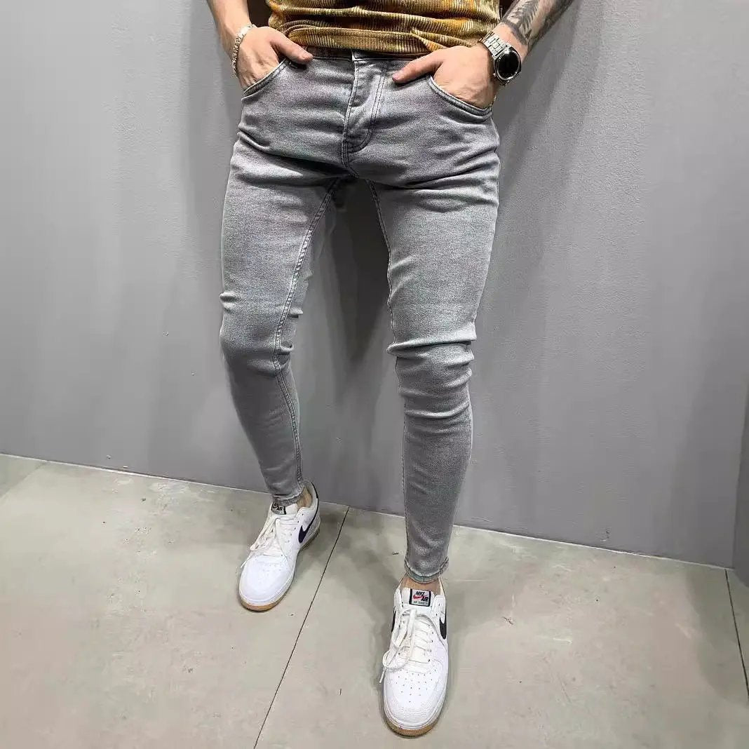 Men’s Skinny Jeans – Stretch Denim – Slim Fit – Five-Pocket Full Length Casual Gray