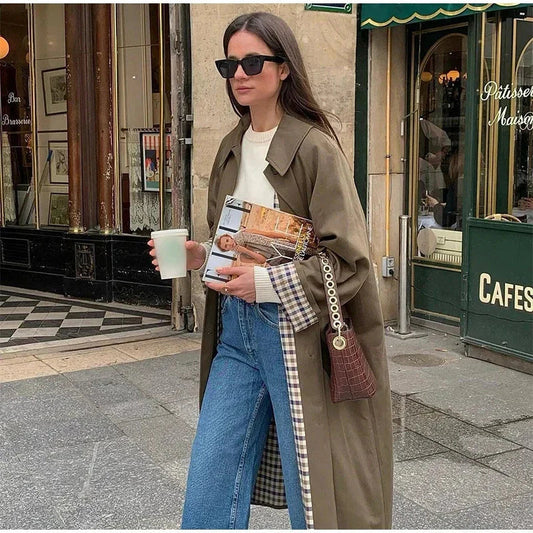 Women's Wool Blend Midi Coat Relaxed Fit - UrbanChic