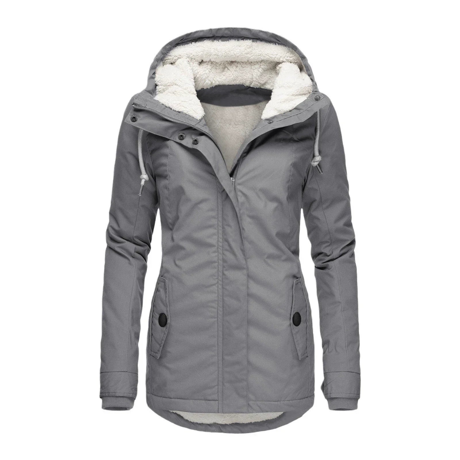Women's Plush-Lined Weather Resistant Parka - UrbanShield Gray