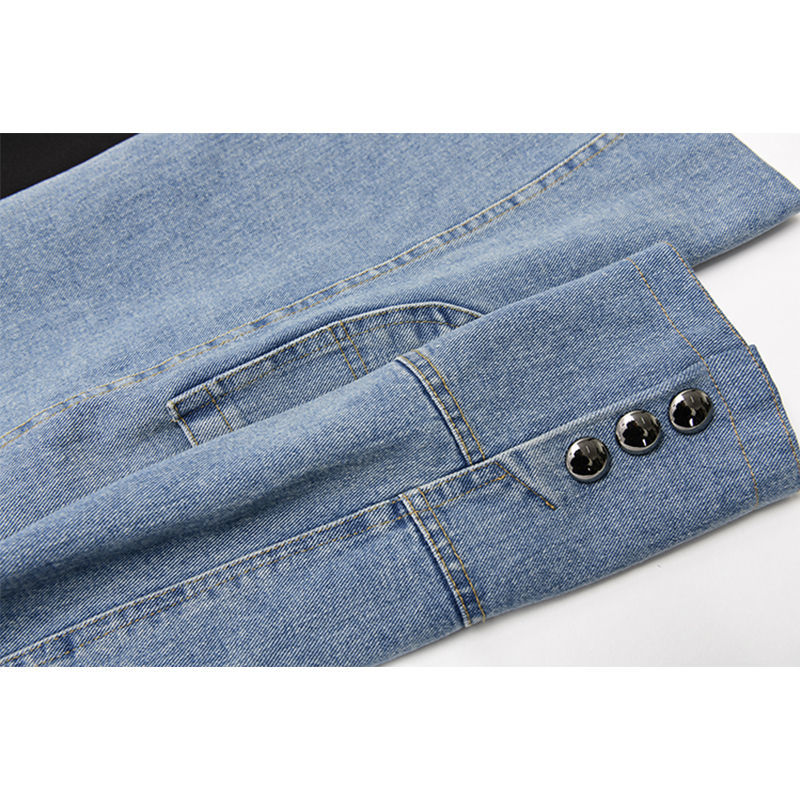 Women's Patchwork Denim Jacket - Smart Casual Hybrid, Structured Fit - DenimEdge