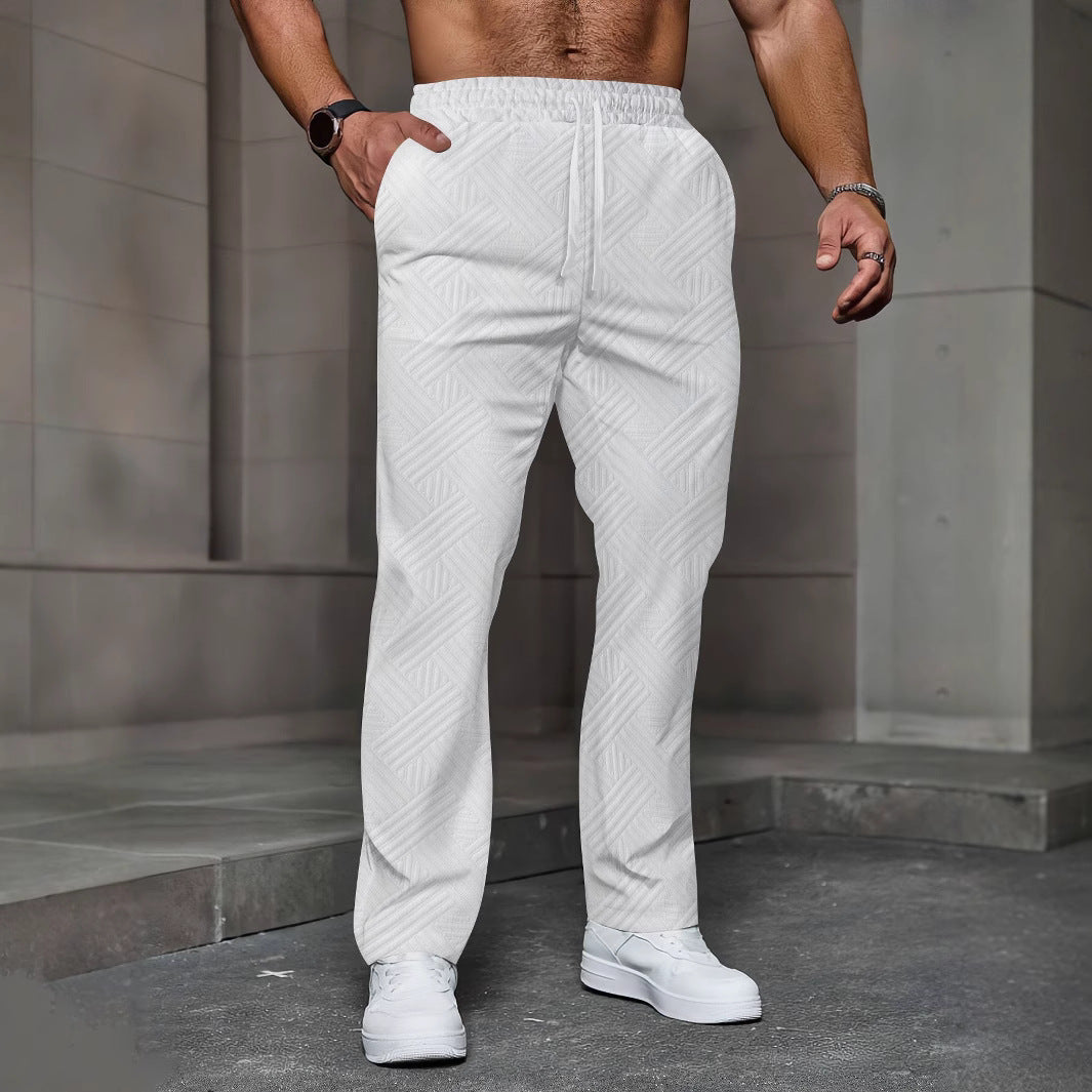Men’s Joggers – Relaxed Fit – Cotton Blend – Full Length – Textured Casual Style
