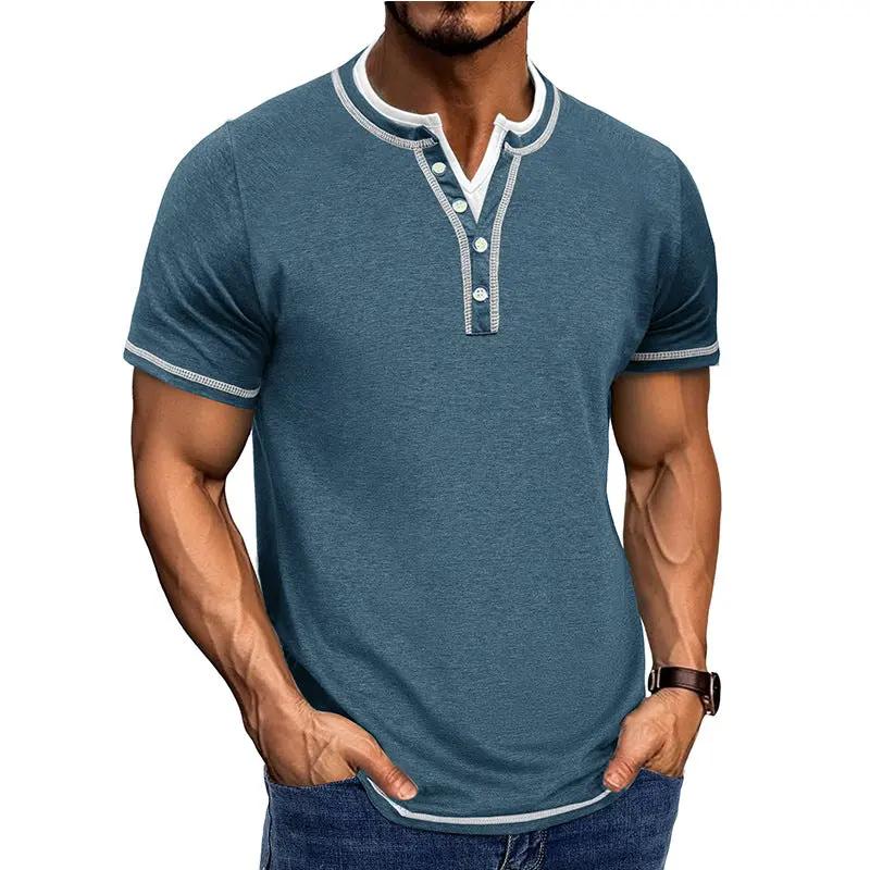 Men's Cotton Henley Shirt Classic Fit - HenleyEase Blue