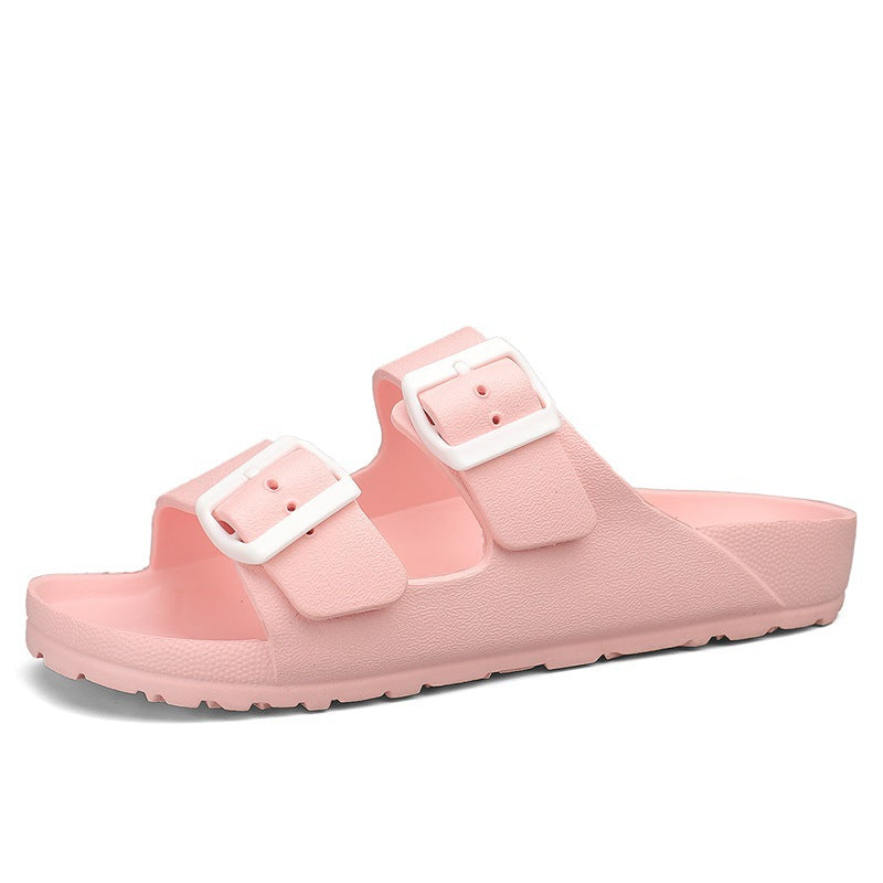Men’s Sandals – Synthetic Leather – Open Toe – Adjustable Buckle Straps – Thick Sole Pink
