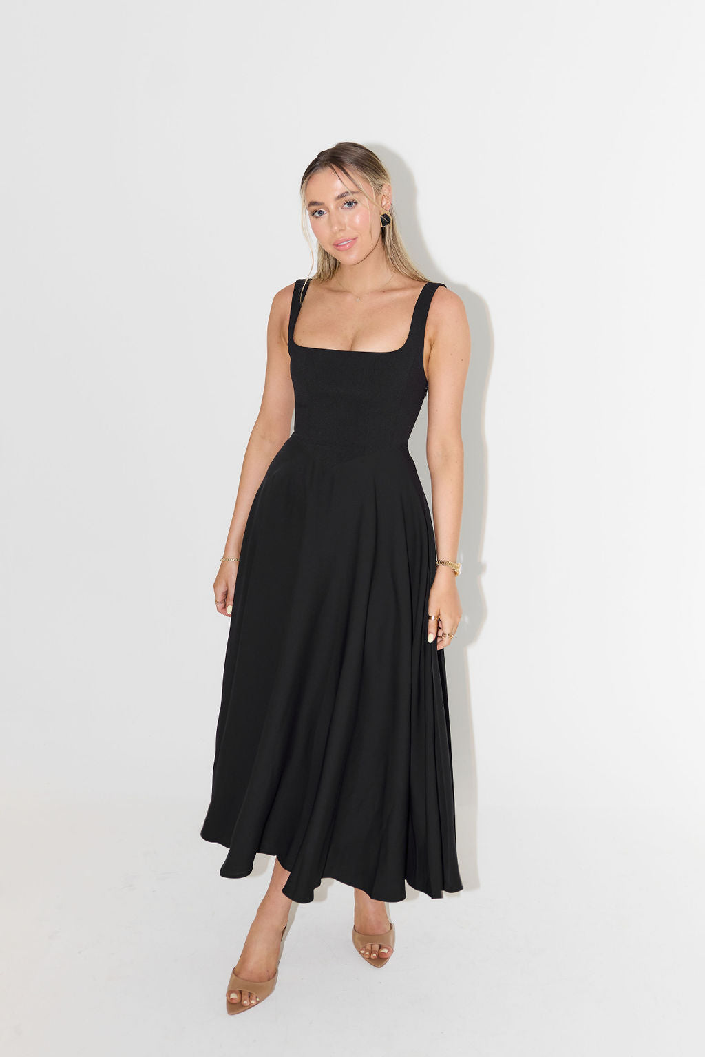 Satin Midi Dress for Women, Sleeveless Elegant - Modista Black