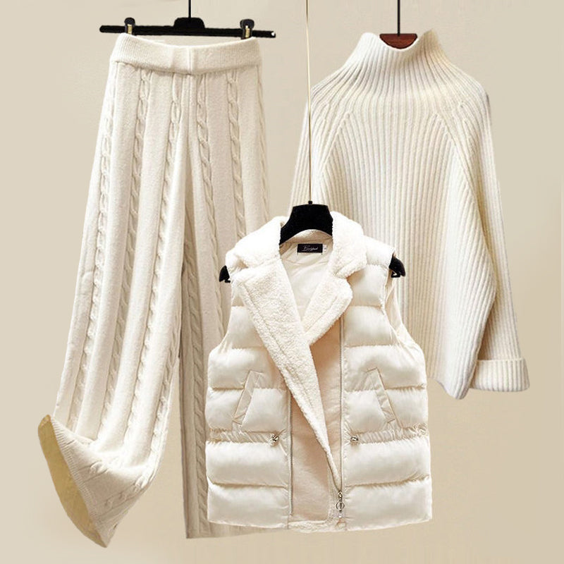 Women's Winter 3-Piece Set Soft Knit Loungewear - SnugStyle Three-piece set