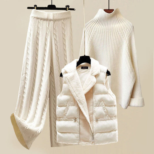Women's Winter 3-Piece Set Soft Knit Loungewear - SnugStyle Three-piece set