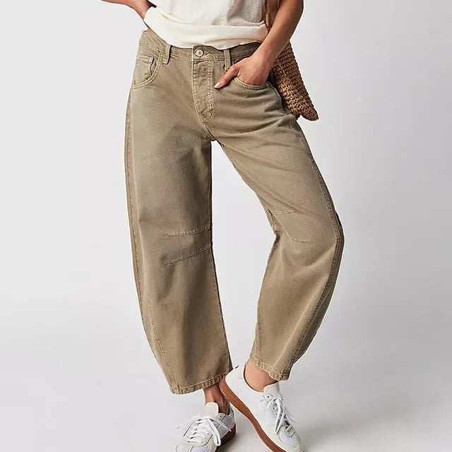High Waist Wide Leg Jeans for Women - StyleStride Beige