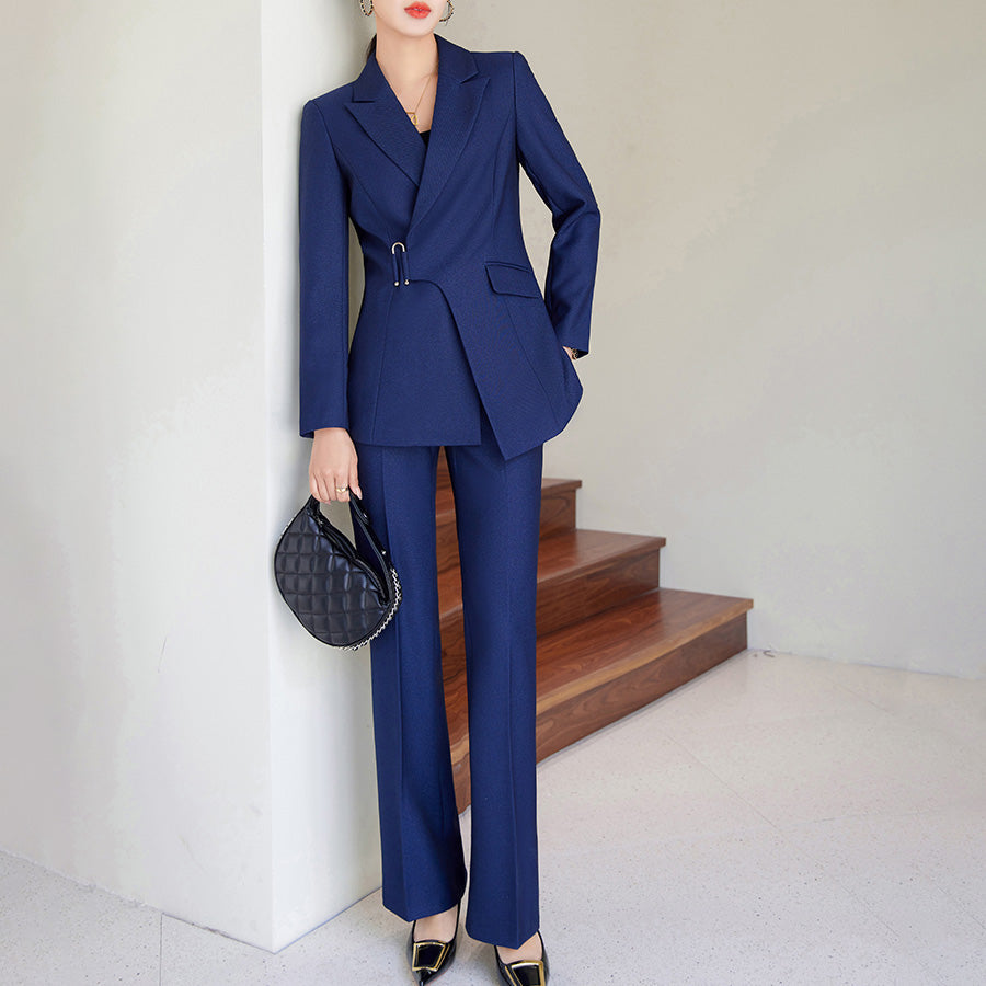 Women's Tailored Blazer Suit 2-Piece Set - Eleganza Set Blue