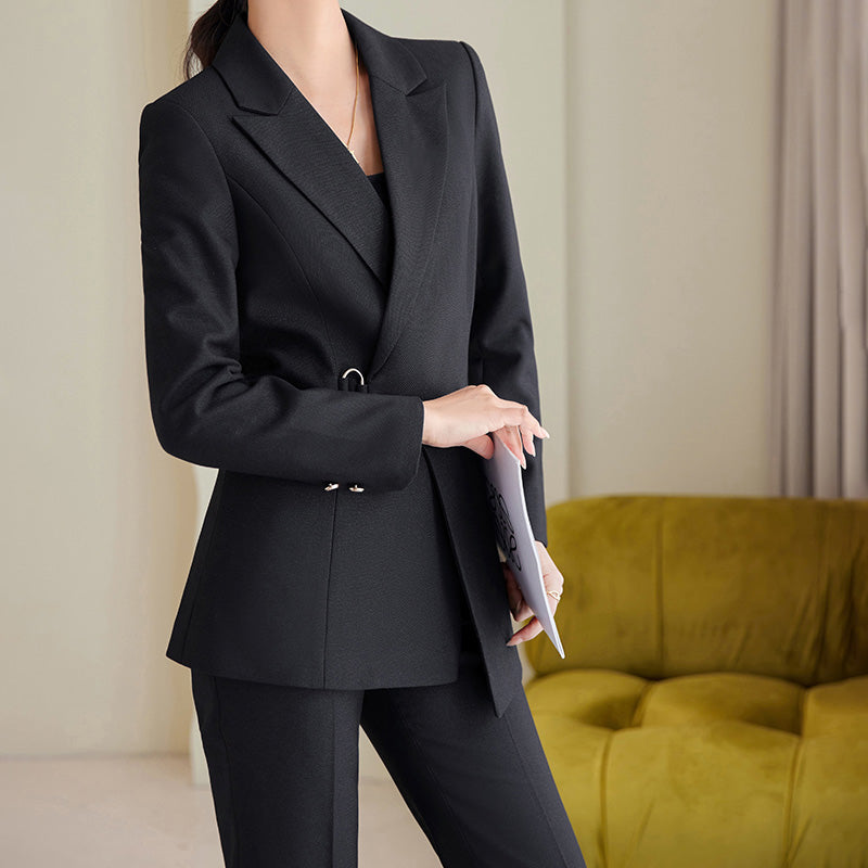 Women's Tailored Blazer Suit 2-Piece Set - Eleganza Set Black
