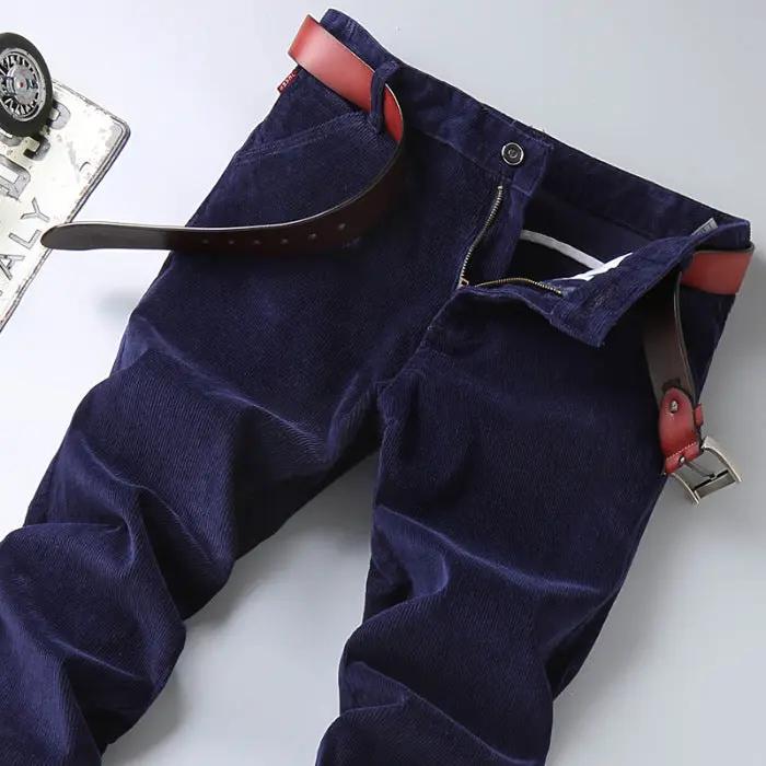 Men’s Corduroy Trousers – Tailored Fit – Straight Leg – Full Length – Button Waist