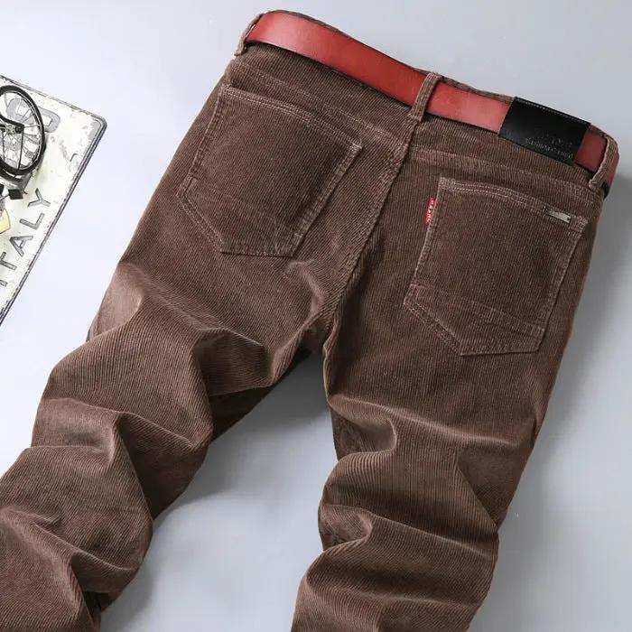 Men’s Corduroy Trousers – Tailored Fit – Straight Leg – Full Length – Button Waist