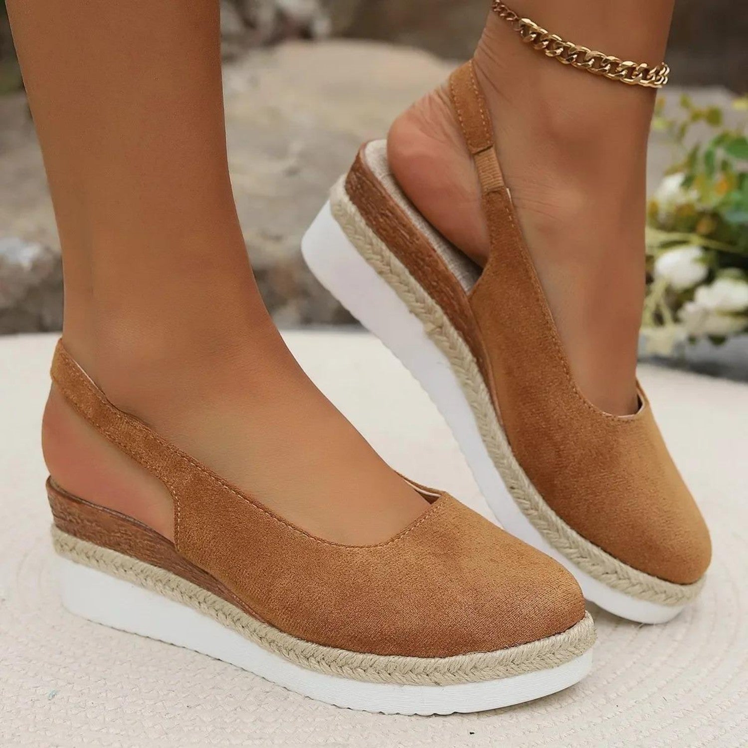 Suede Espadrille Wedge Sandals for Women - Urban Elegance