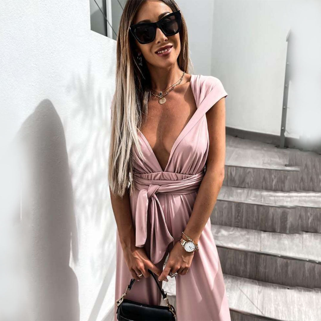 Women's Sleeveless V-Neck Jumpsuit Elegant Fit - StyleLuxe