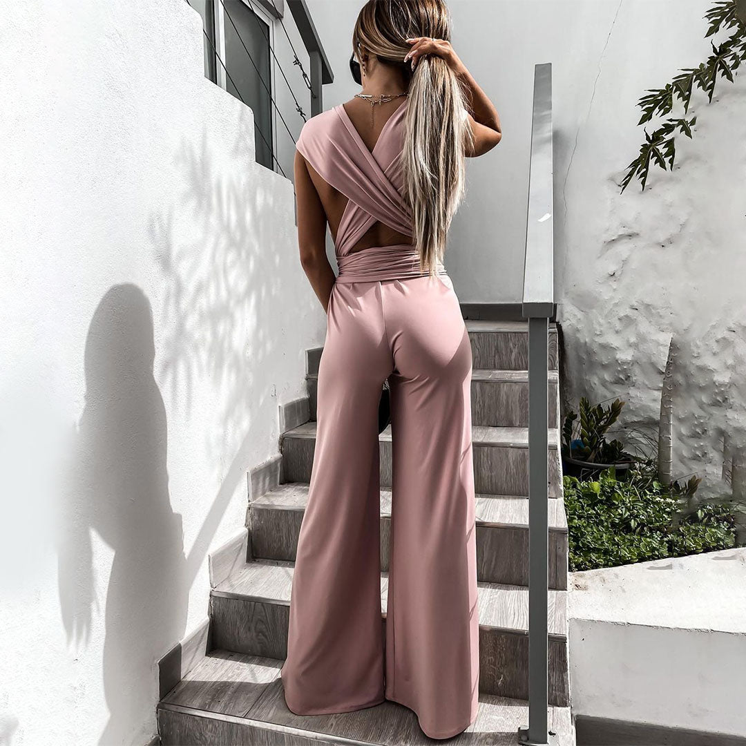Women's Sleeveless V-Neck Jumpsuit Elegant Fit - StyleLuxe
