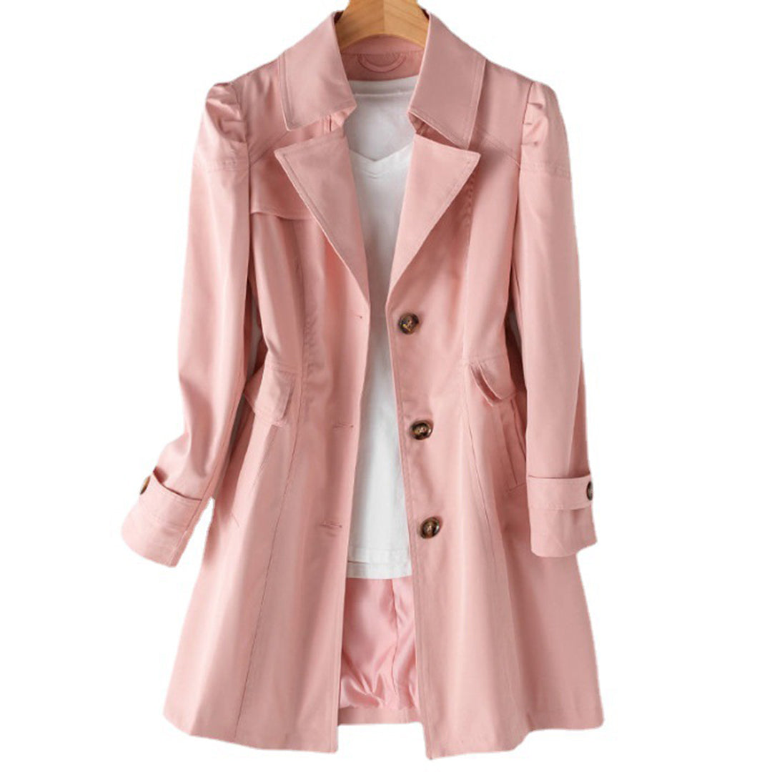 Women's Tailored Trench Coat - Classic Single-Breasted Design - CityChic Pink