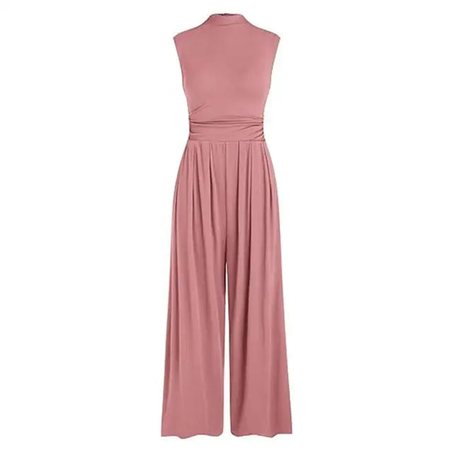 Women's Elegant Wide-Leg Formal Jumpsuit - GalaGlam Pink