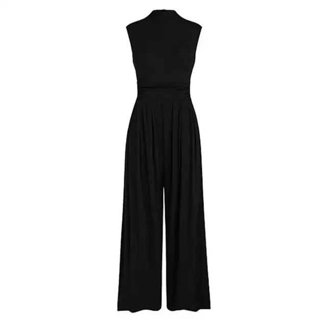 Women's Elegant Wide-Leg Formal Jumpsuit - GalaGlam Black