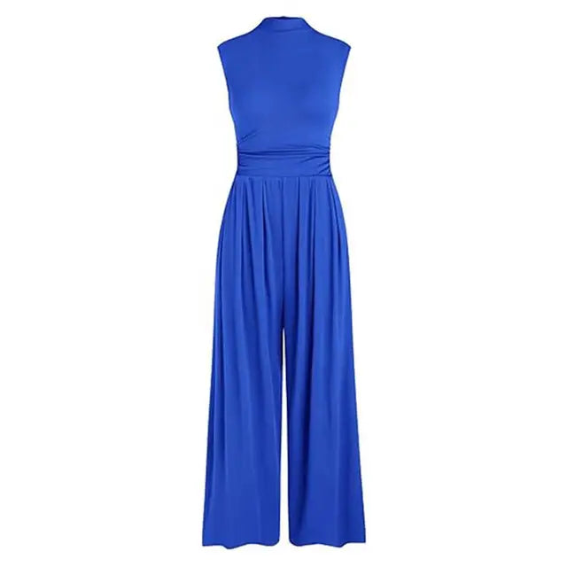 Women's Elegant Wide-Leg Formal Jumpsuit - GalaGlam Blue