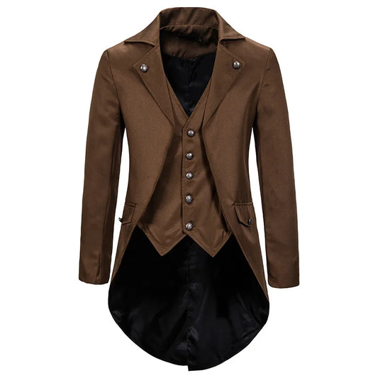 Men's Fitted Steampunk Jacket - Retro Edge Brown