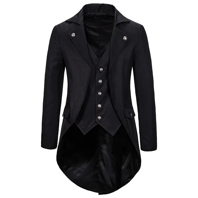 Men's Fitted Steampunk Jacket - Retro Edge Black