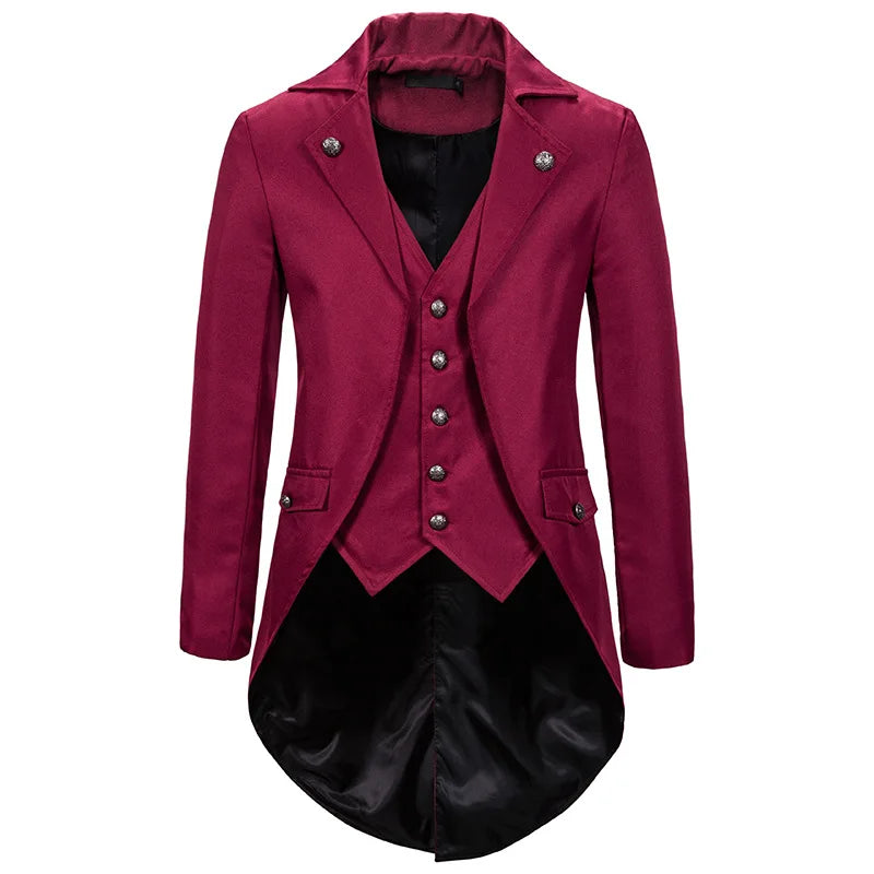 Men's Fitted Steampunk Jacket - Retro Edge Red