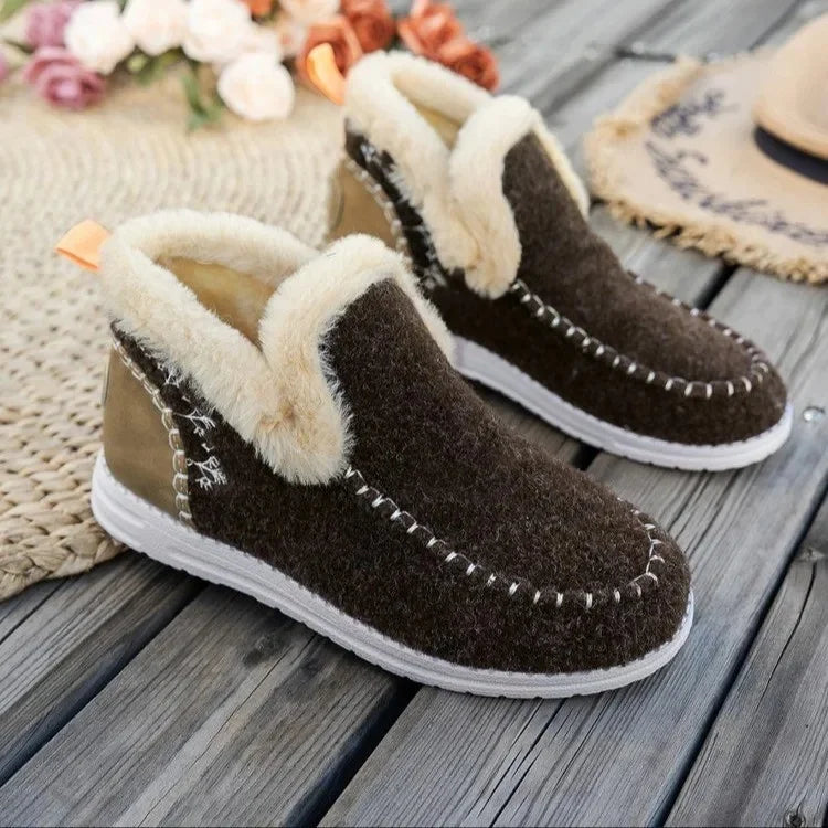 Women's Cozy Ankle Boots Faux Fur Lined - WinterWalk Dark Brown
