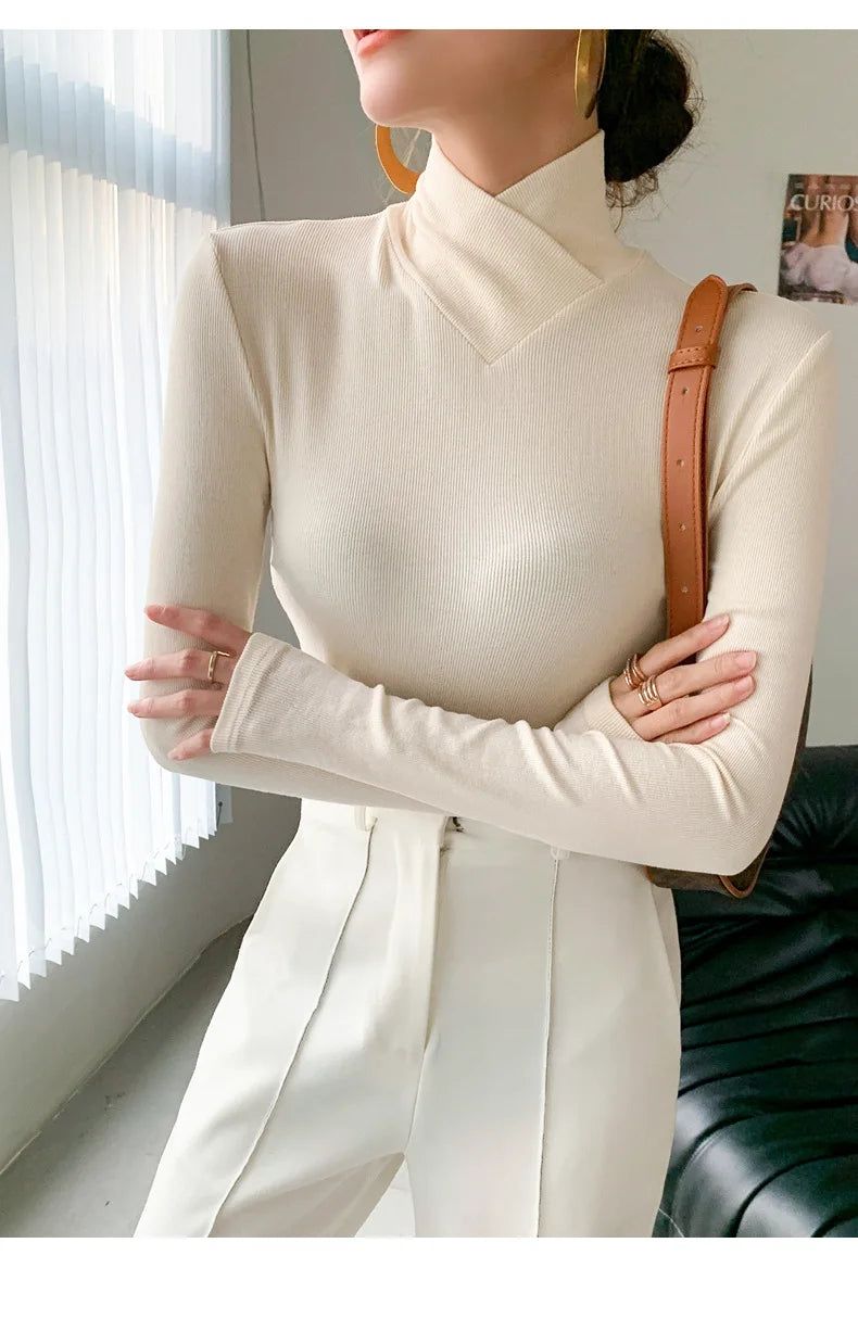 Women's Ribbed Turtleneck Top - Elodie