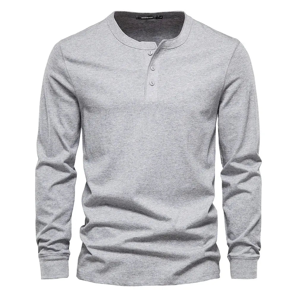 Men’s long sleeve collarless t-shirt Light Gray