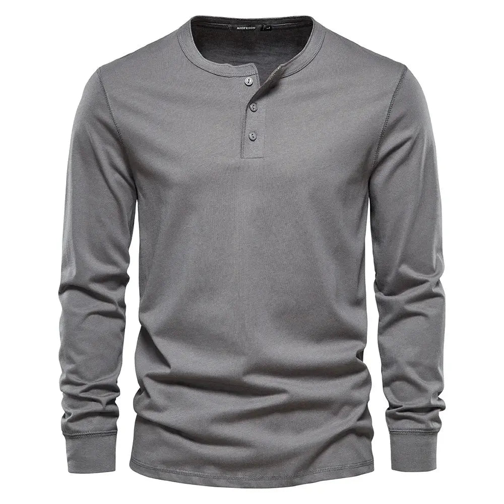 Men’s long sleeve collarless t-shirt Dark Gray