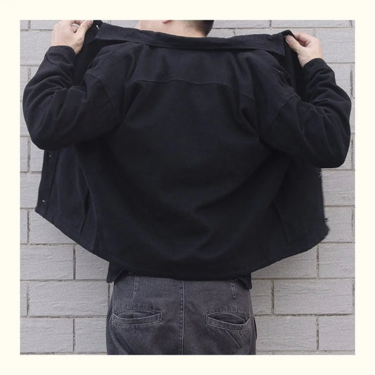 Men’s Denim Jacket – Relaxed Fit – Button Front – Turn-Down Collar – Casual Wear