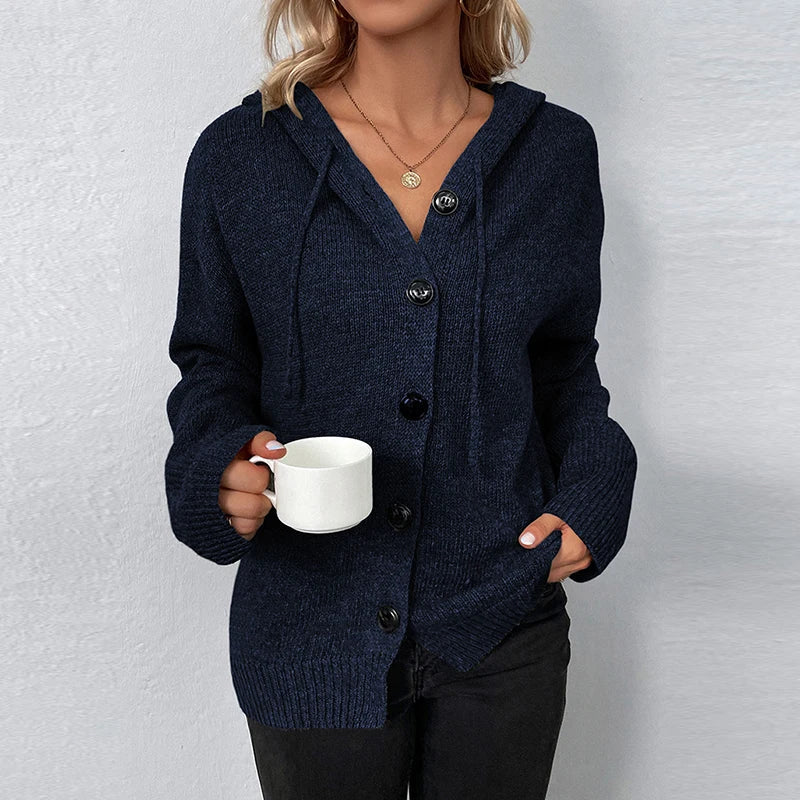 Women's Cozy Hooded Knit Cardigan - SnuggleWrap