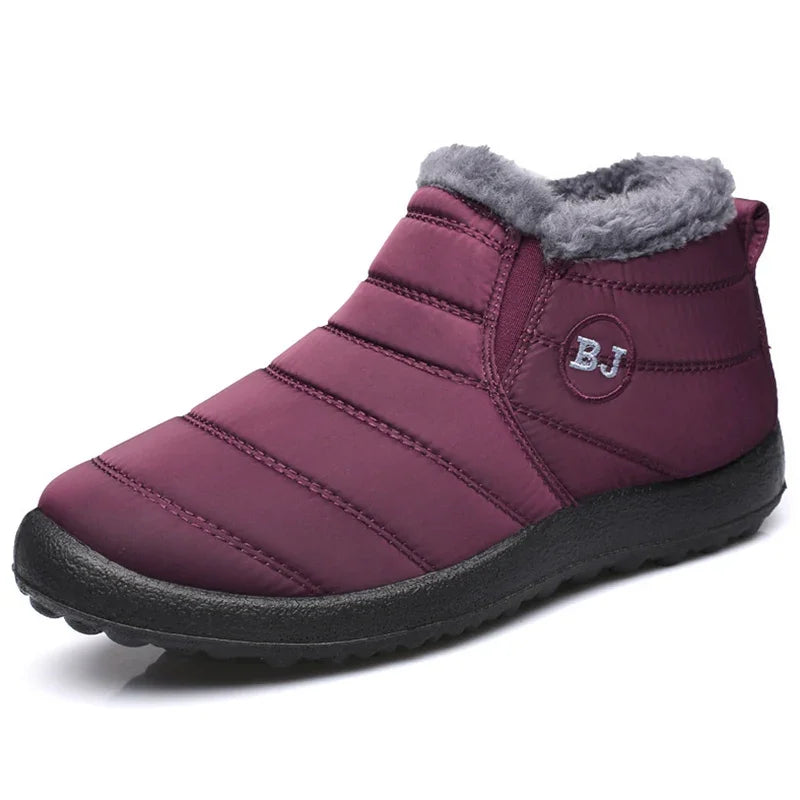 Women's Quilted Ankle Boots Water-Resistant Slip-On - WinterGlow Red