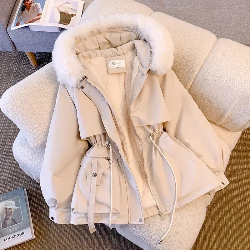 Women's Faux Fur Lined Hooded Coat - WinterWarm White
