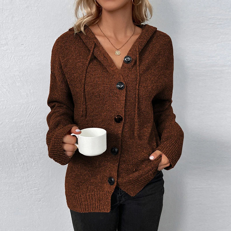 Women's Cozy Hooded Knit Cardigan - SnuggleWrap