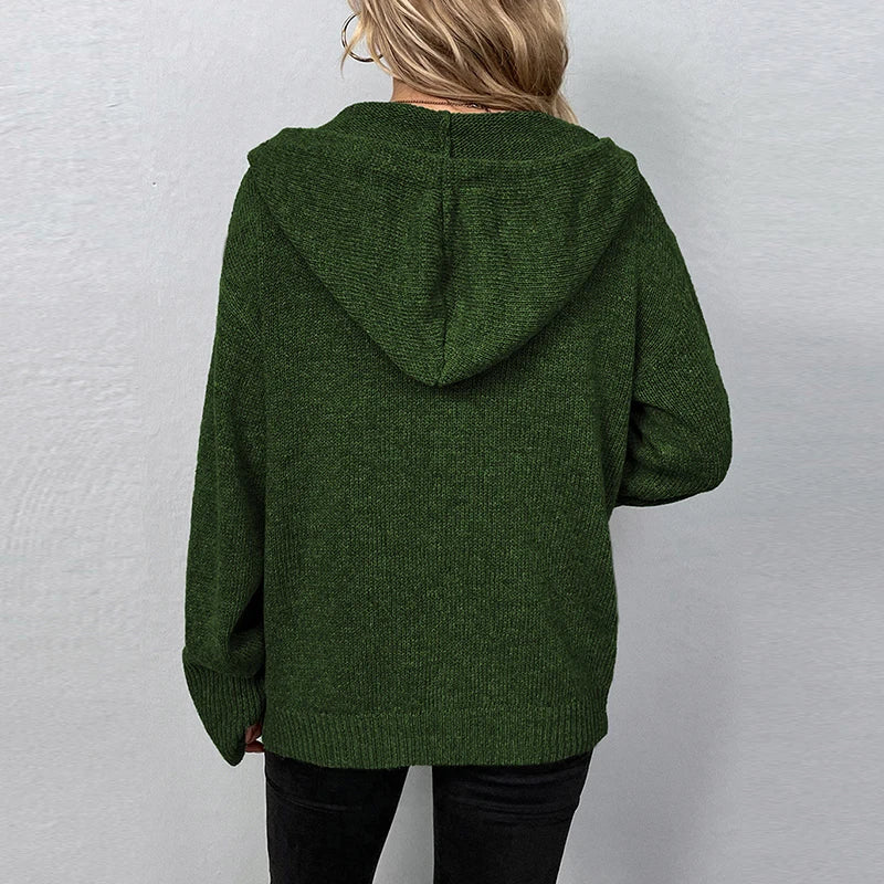Women's Cozy Hooded Knit Cardigan - SnuggleWrap