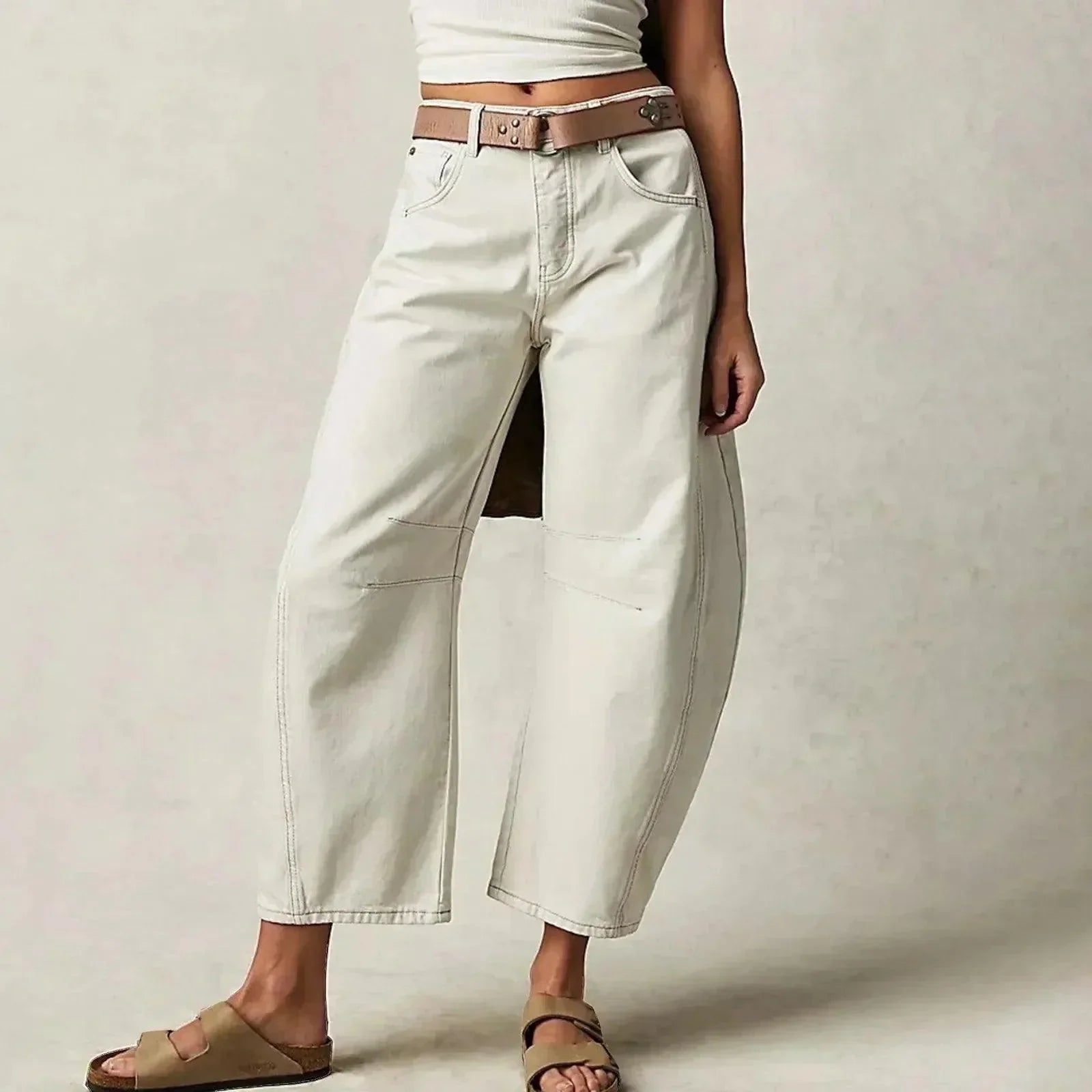 High-Waisted Wide Leg Jeans for Women - ComfortBlend White