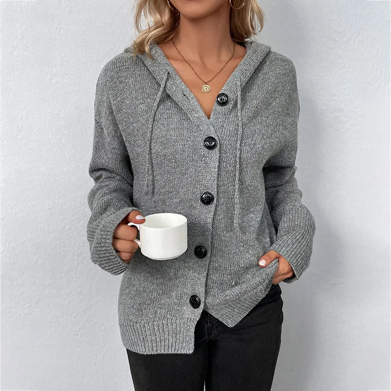 Women's Cozy Hooded Knit Cardigan - SnuggleWrap