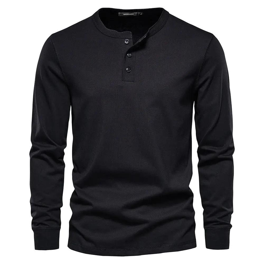 Men’s long sleeve collarless t-shirt Black