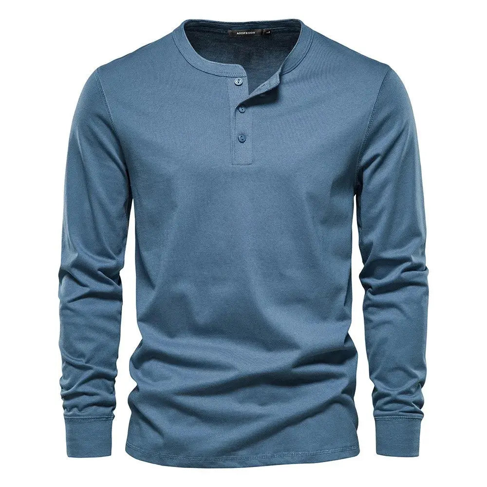 Men’s long sleeve collarless t-shirt Light Blue