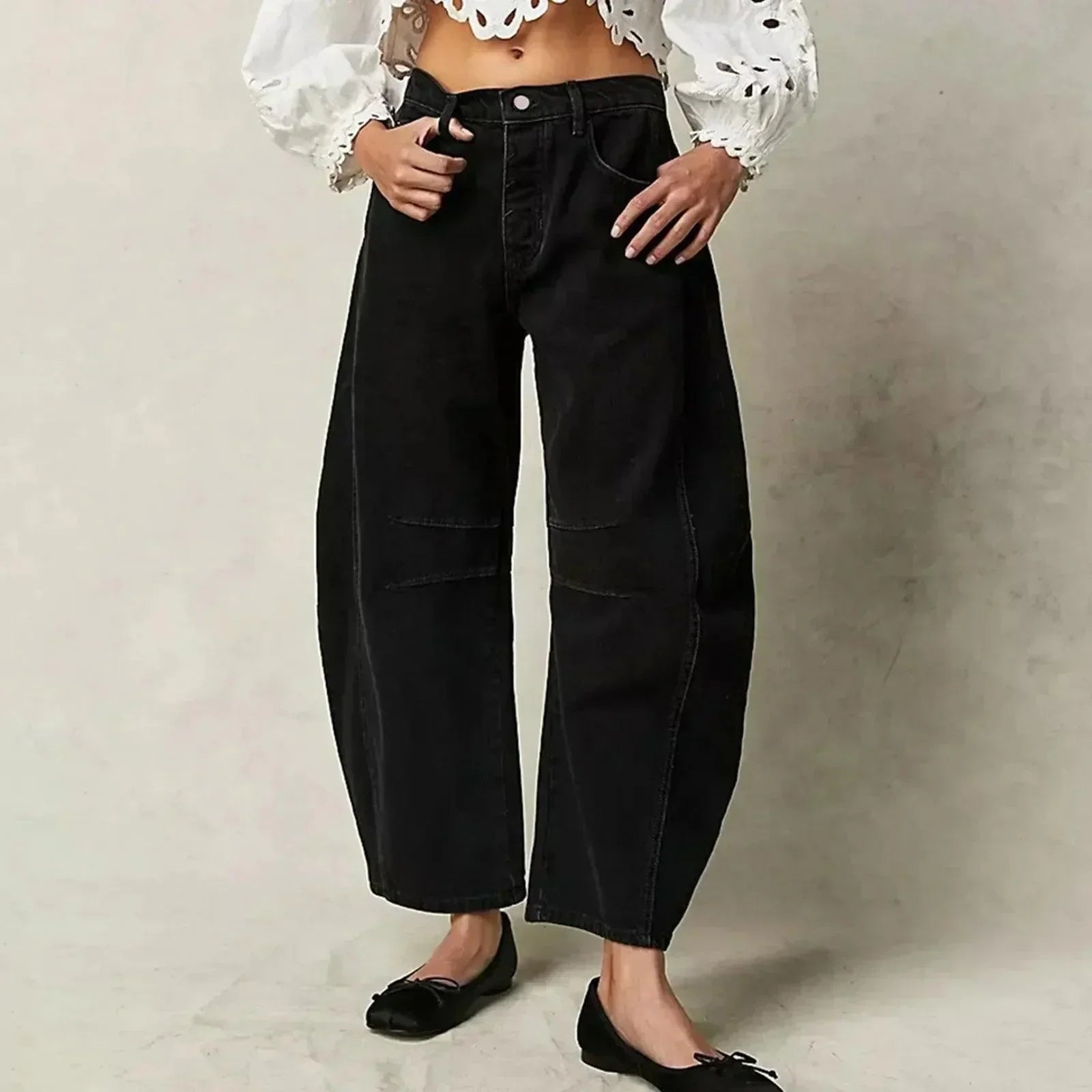 High-Waisted Wide Leg Jeans for Women - ComfortBlend Black