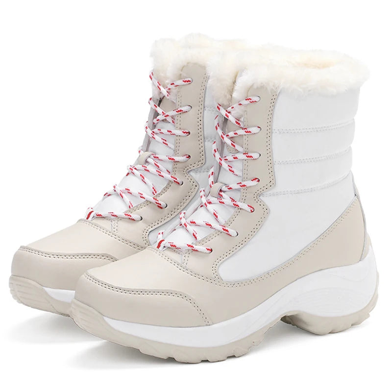 Women's Water-Resistant Faux Fur Lined Snow Boots - WinterGrip White