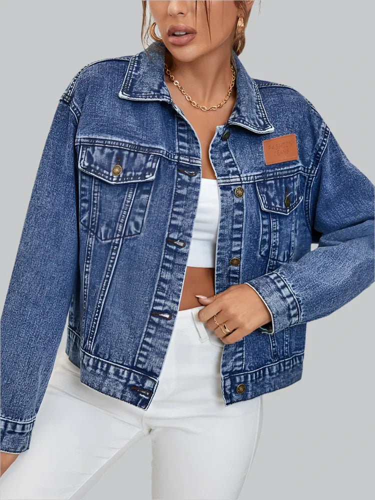 Women's Relaxed Fit Denim Jacket - Effortless Style, UrbanEdge
