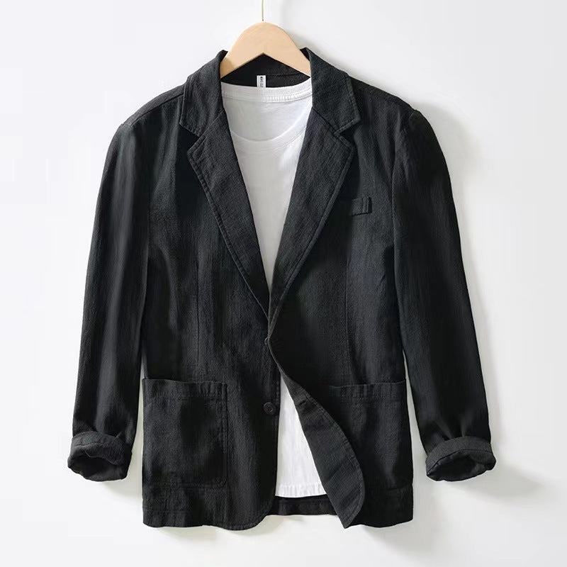 Men's Two-Button Blazer - Sleek Casual Style - UrbanEdge Black