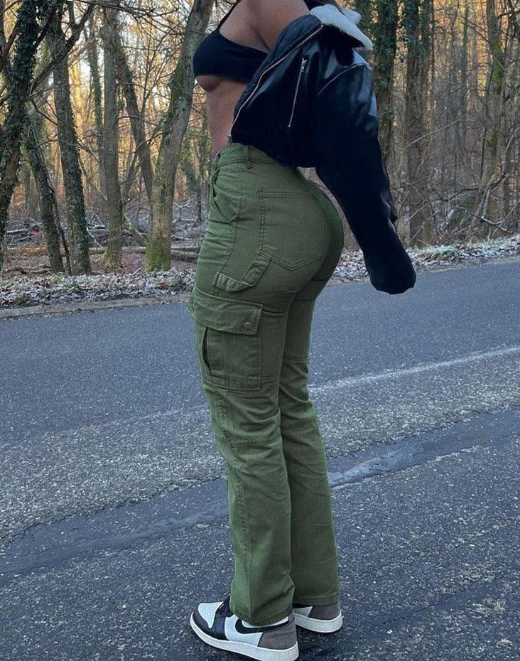 Women's Streetwear Cargo Pants with Utility Pockets - StreetStyle