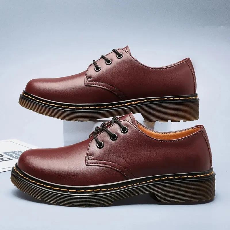 Men’s Oxford Shoes – Smooth Leather – Classic Fit – Formal Lace-Up Design Red