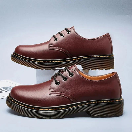 Men’s Oxford Shoes – Smooth Leather – Classic Fit – Formal Lace-Up Design Red